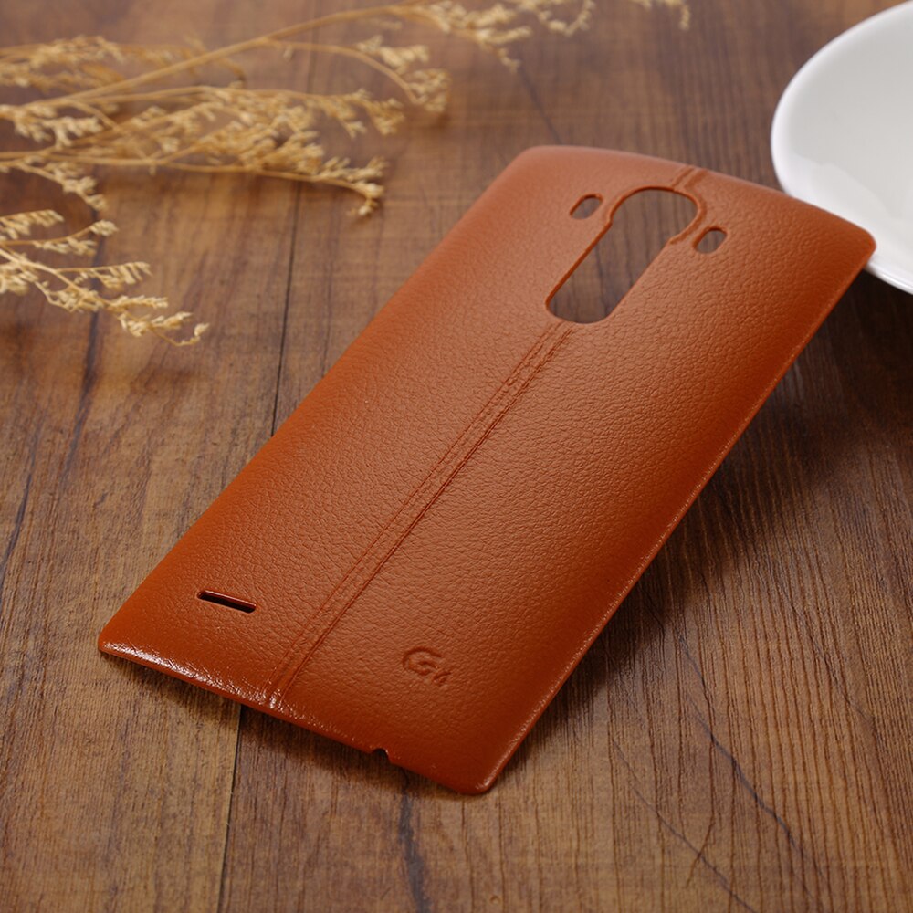 PC Matreial Leather Pattern Battery Back Cover Housing Case Door Rear Cover+NFC For LG G4 H815 H810 LS991 US991 VS986: Light Brown