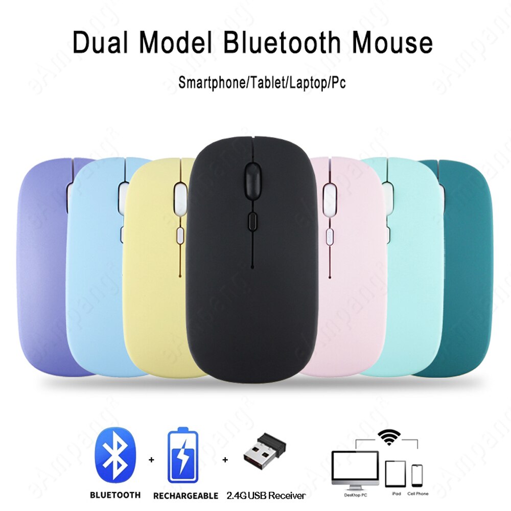 Ondersteuning Dual Model 2.4G Bluetooth Muis Voor Tablet Ipad Samsung Laptop Mackbook Pc Telefoon Iphone Oplaadbare Muis Mute Muizen