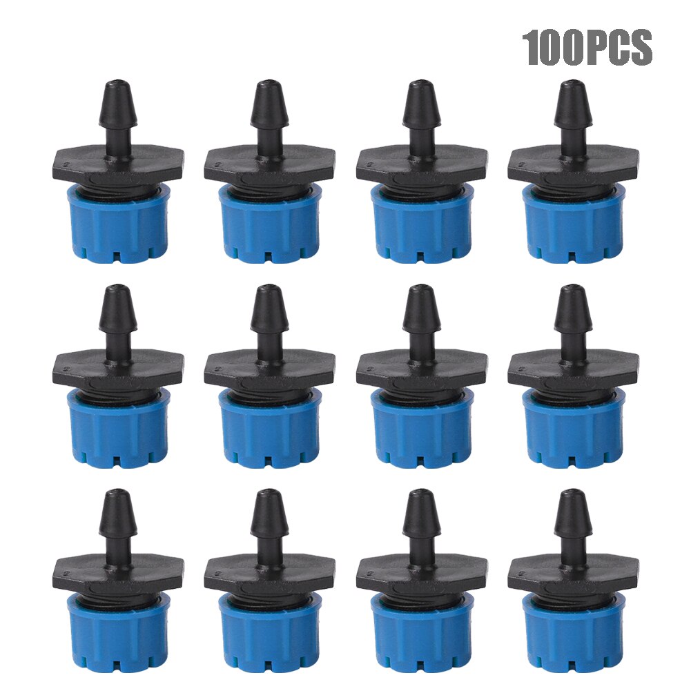 100pcs Micro Flow Dripper Drip Head 1/4 Inch Hose Micro Dripper Garden Irrigation Misting Garden Sprinkler Adjustable Dripper: Blue