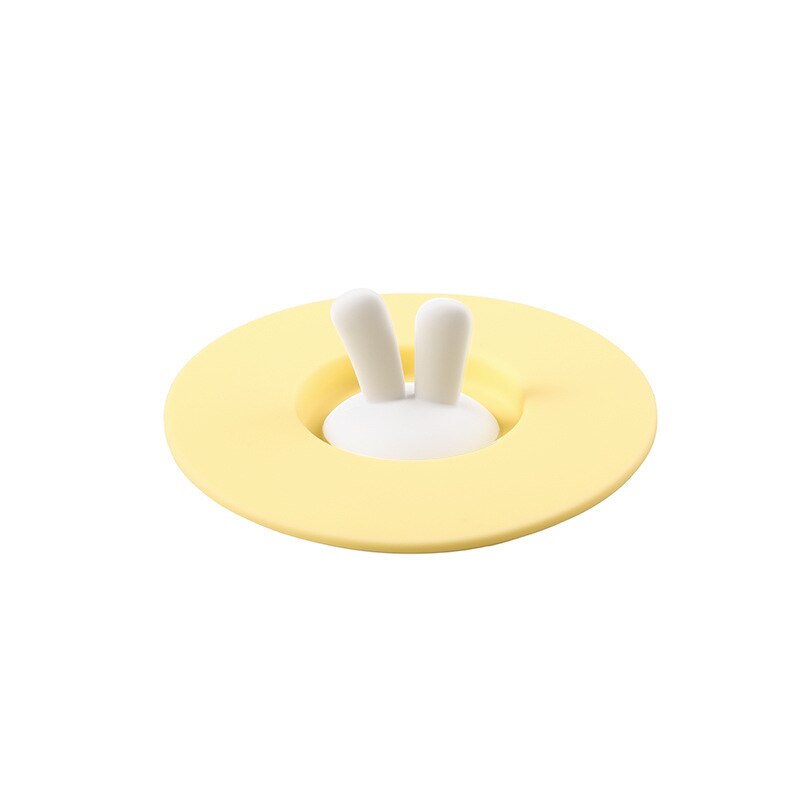 1pc Cute Cat Rabbit Ear Silicone Cup Lid Leak Proof Dust Proof Mug Ceramic Tea Cup Water Cup Lid Home Table Decorations: Rabbit Ear Yellow