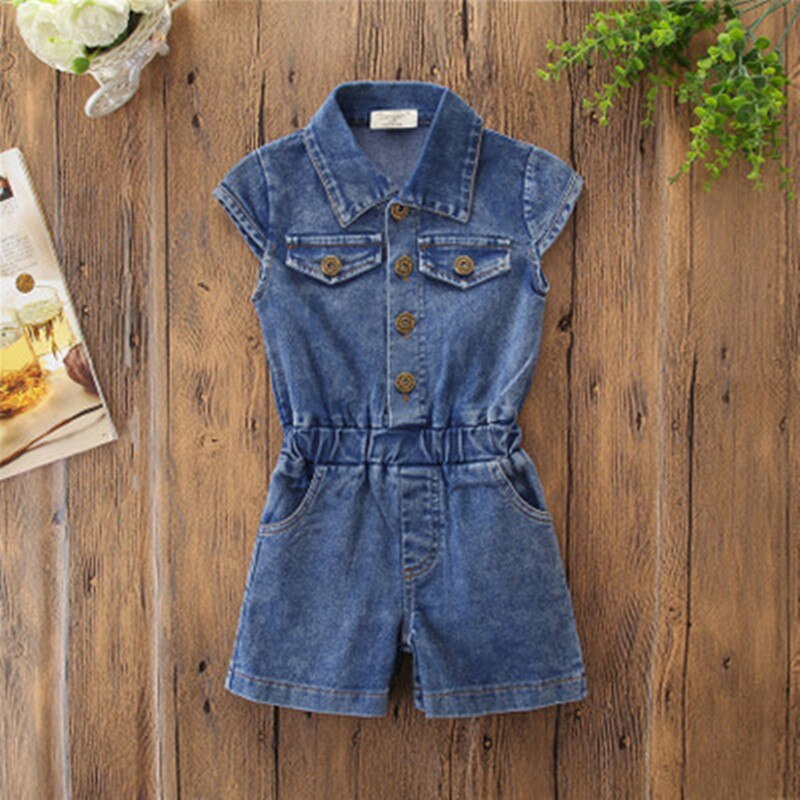 Summer Clothes Kids Jumpsuit Girls Rompers Outfit Sleeveless Casual Girls Jumpsuit Kids Denim Overalls Baby Girl Jumpsuits