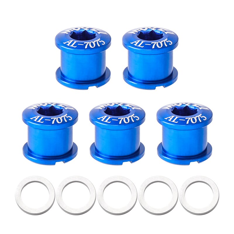 Tornillos para bielas de bicicleta, Tuercas para bielas de aleación de aluminio, superligeras, doble disco, 5 uds.: Double Blue-2mm