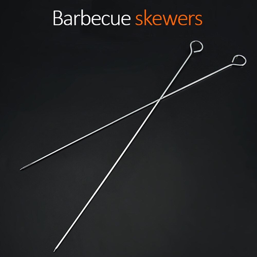 10 st rostfria spett återanvändbara platta grillspett bbq nålstick för utomhuscamping picknickredskap