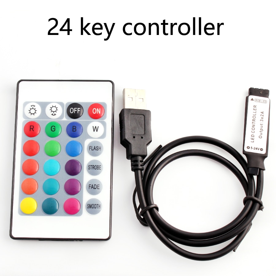 5V USB Controller RGB Remote 5 V Volt RGB Led Strip 5V 12V 24V USB LED Strip light 3 17 24 Key Wireless Remote Controller