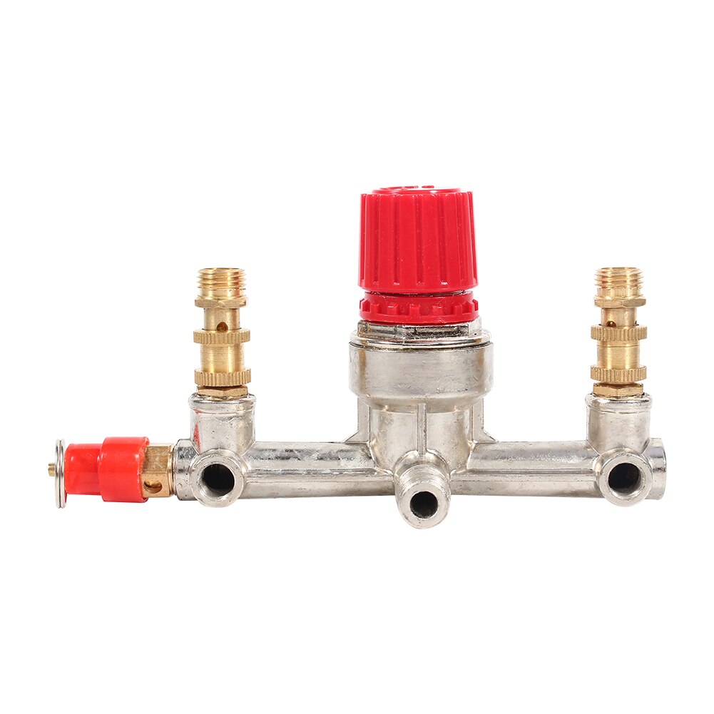 Dubbele Uitlaat Buis Legering Luchtcompressor Schakelaar Drukregelaar Valve Fit Deel Pressure Release Regulator Druk Beugel