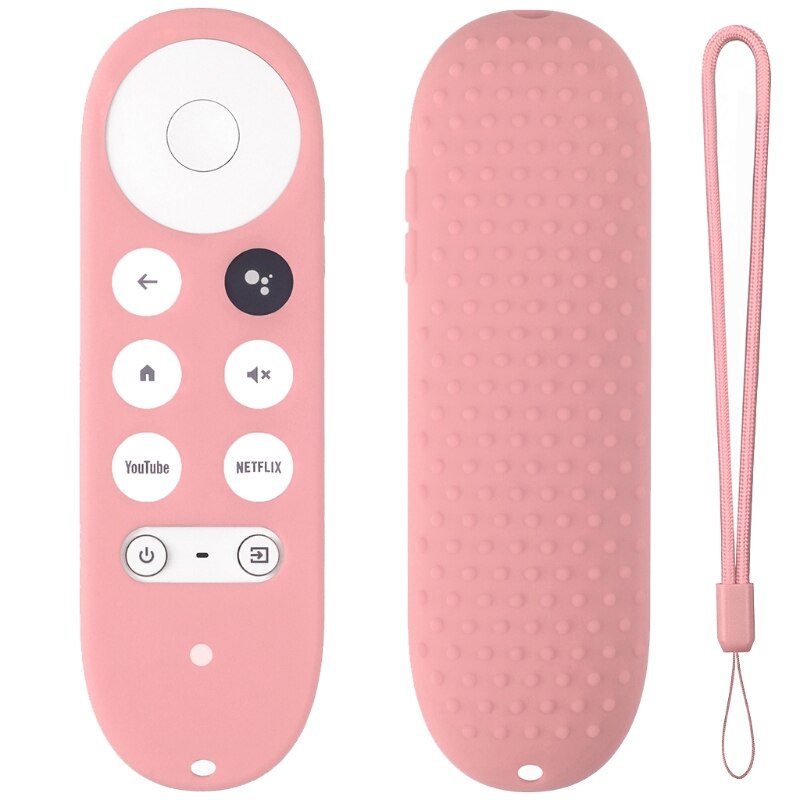 Funda de silicona a prueba de golpes para Chromecast, funda protectora para mando a distancia de Google TV , control remoto por voz,: Rosa