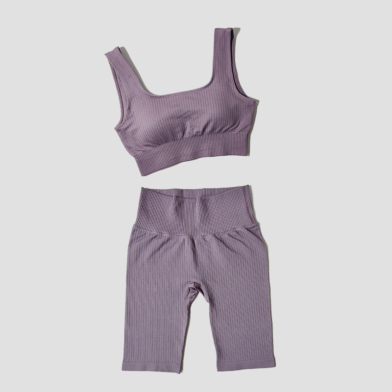 WAREBALL Seamless Women Yoga Set Sports Bra Sports Shorts Fitness Wear Outfit 2 Piece Gym Yoga Sets Workout Suits: S(45-55KG) / DarkPurple