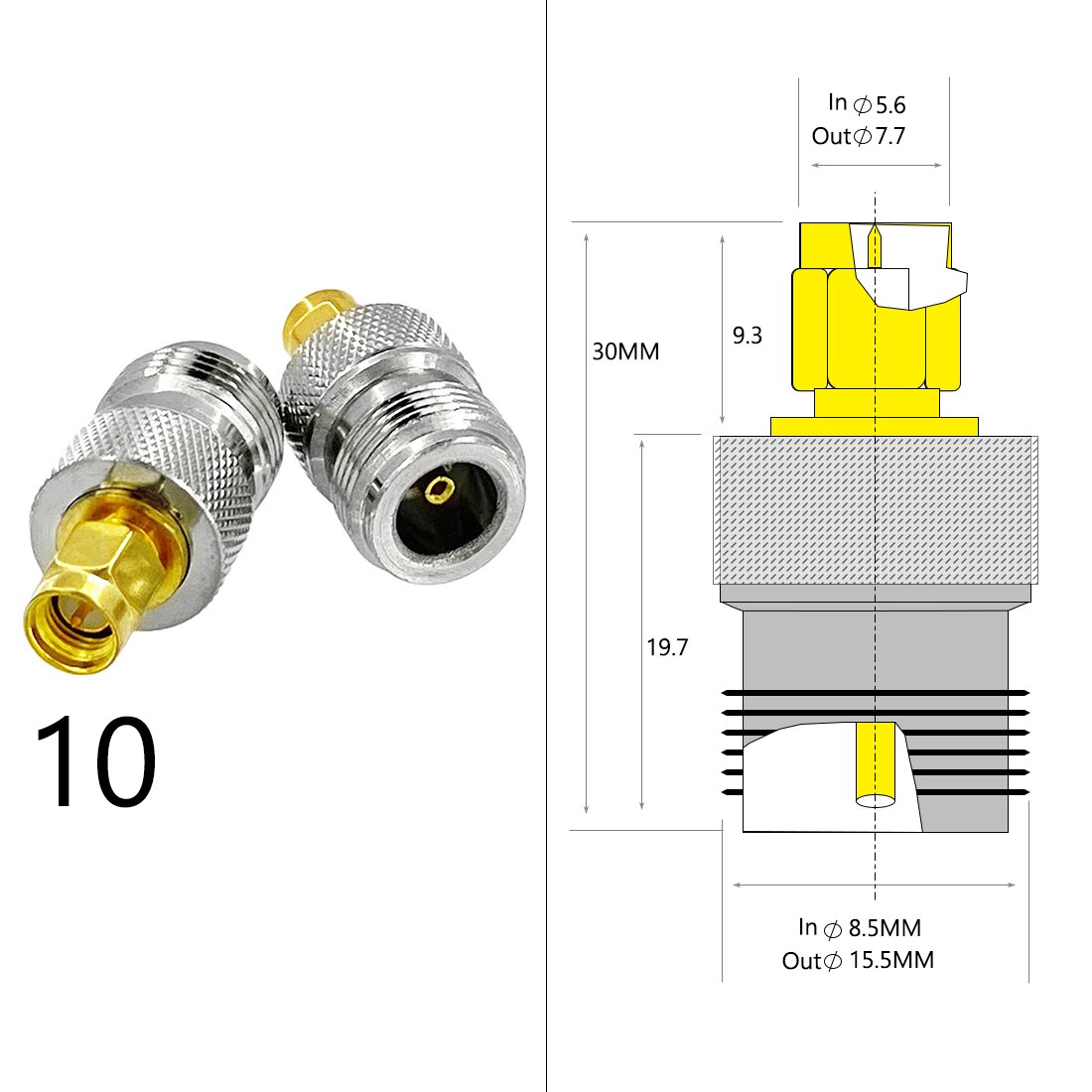 Adaptador de antena Wifi SMA macho hembra a BNC N macho hembra, Conector de enchufe RF coaxial, convertidor recto, precio al por mayor, 1 ud.: Type10