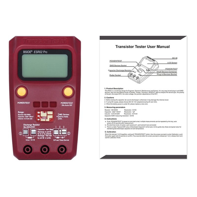 BSIDE ESR02PRO Digitale Transistor Tester Capaciteit Inductie Weerstand LCR Meter Multimeter SMD Componenten ESR Meting