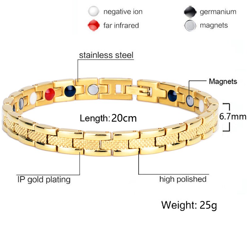 99.99% Pure Germanium Gezondheid Armband Voor Mannen Vrouwen Korea Populaire Rvs Magnetische Toermalijn Energie Power Sieraden: 11