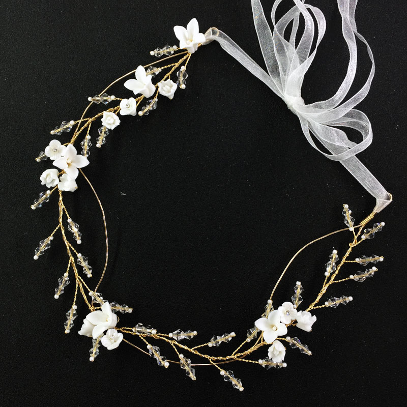 Handmade Bride Headpiece biżuteria ceramiczna kwiatowa do włosów grzebień zestaw klipów wsuwka ślubne ślubne akcesoria do włosów: AD2229 VINE