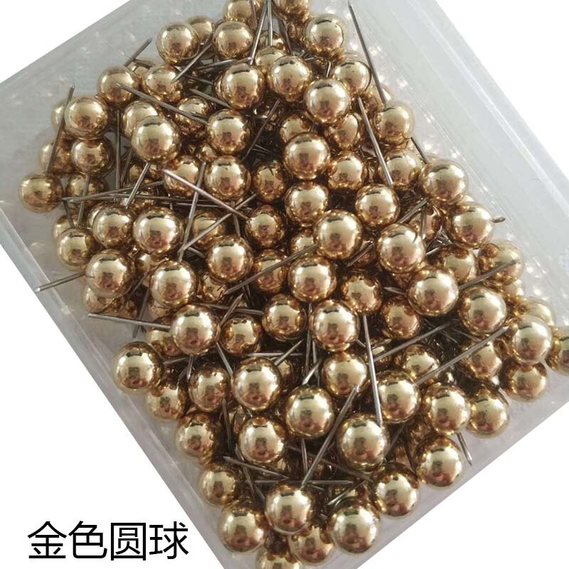 100/200 pièces tête de boule broches punaises multicolore broche à coudre pratique couture décoration épingles bricolage artisanat ornement couture outil: KCGold-Round / 200pcs