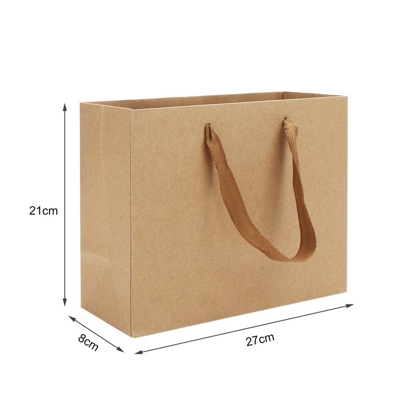 ! kraft papieren zakken , 8.3 inch  x 3.1 inch  x 10.6 inch 20 stuks bruine kraft papieren zakken met zachte stoffen handgrepen, bulk sh
