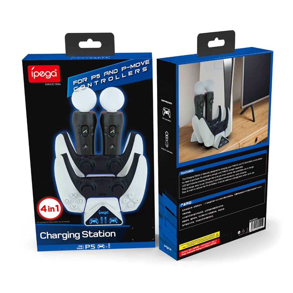 4 in 1 quad-ladestation für playstation 4 ps4 vr controller, dualsense und ps move-handle