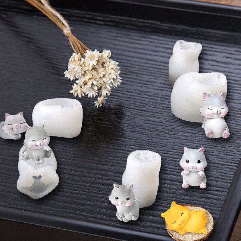 Forme di gatto 3D per candele stampi in silicone per artigianato stampo in resina 3d candela kit per candele fai-da-te stampi fatti a mano stampi in silicone