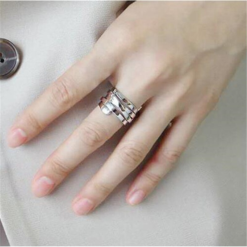 Nouvelle atmosphère créative printemps 925 bijoux en argent Sterling brillant multicouche enroulement irrégulier ouverture anneaux SR509