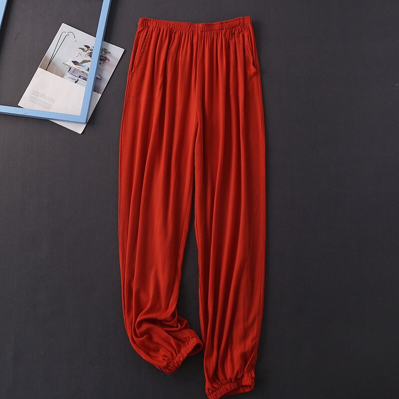 JULY&#39;S SONG Soft Comfort Sleep Pants Women Cotton Casual Loose Sleep Bottoms Lounge Women Elastic Plus Size Pants Outwear: color 03 / XXL