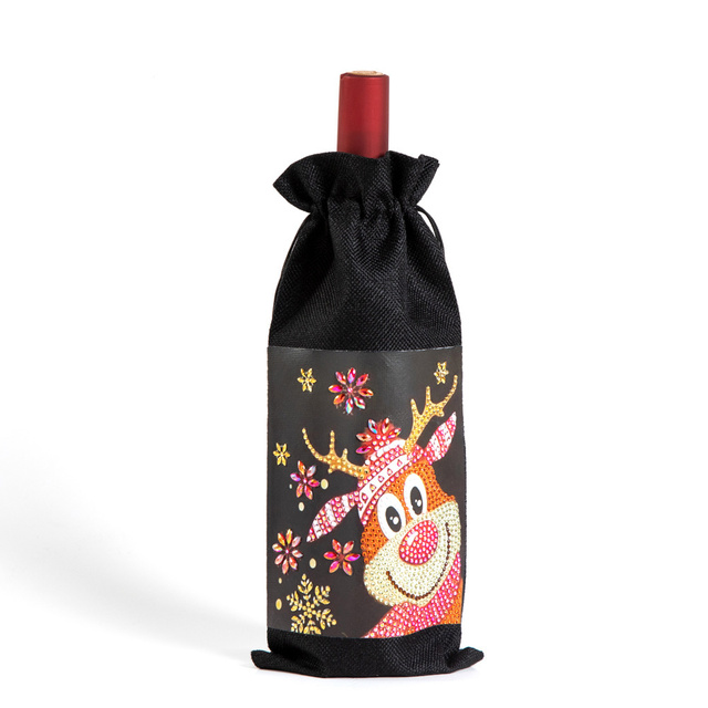 Diy Diamant Schilderen Kerst Wijnfles Zakken Cover Vrolijk Kerstfeest Xmas Wijn Fles Tasje Jaar Tafel Decoratie: TB010B