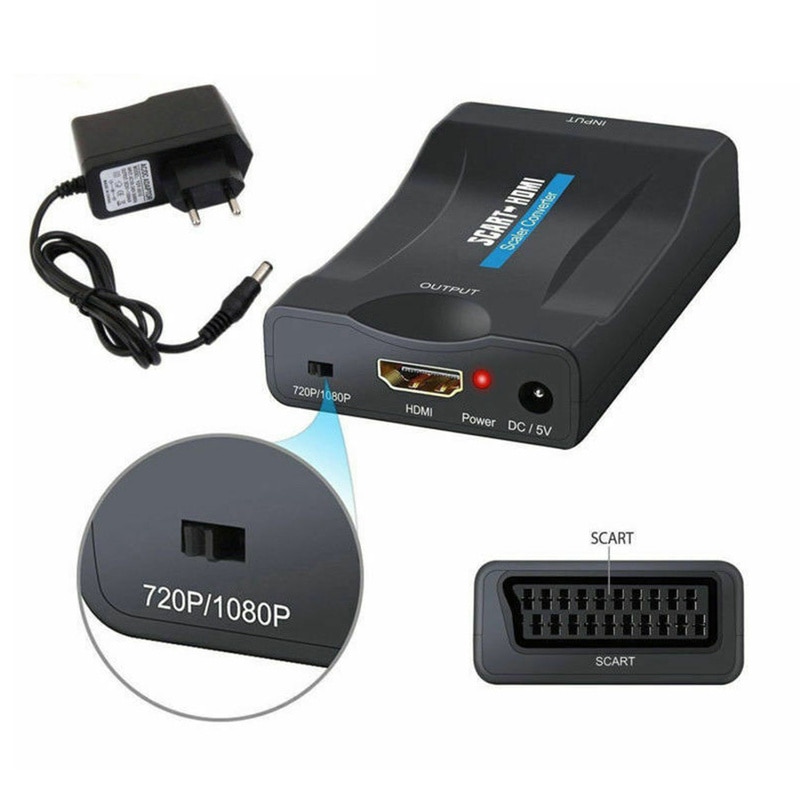 SCART Auf HDMI Konverter 1080P Video Audio- Gehobenen Konverter Adapter für HD TV DVD für Himmel Kasten STB Stecker und Spielen mit DC Kabel