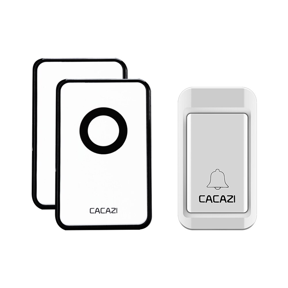 Cacazi selvdrevet trådløs ringeklokke vanntett uten batteri ledet hjem trådløs ringeklokke fjernt oss eu-plugg ringeklokke 220v: 2 knapp 1 mottaker / Eu