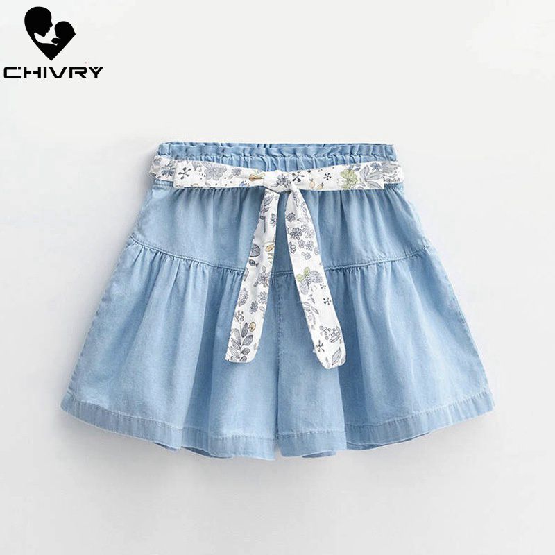 Chivry Nuovo 2020 di Estate Delle Ragazze Del Denim Shorts Bambini Del Bambino Ragazze Piegano la Cinghia Denim Shorts Po &#39;Delle Ragazze Dei Bambini di Modo Dei Jeans Vestiti