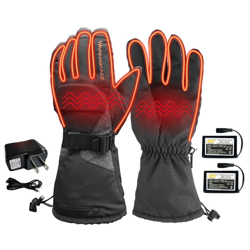 Opvarmede handsker batteridrevne vandtætte vinter termiske handsker varme touchscreen handsker til udendørs sportscykel ridning handsker: Os xl