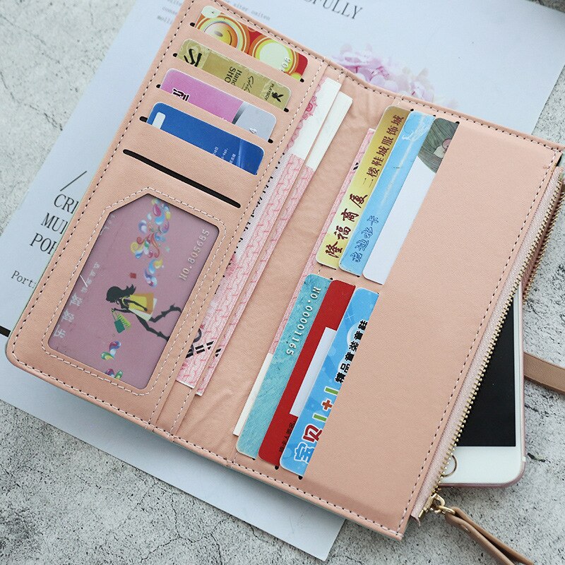 Korean Mori Ladies Thin Wallet Long Multi-function PU Wallet Simple Card Holder Zipper Buckle Coin Purse Clutch