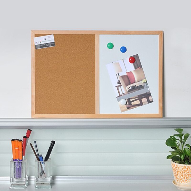 Message Cork Board Wood Frame Whiteboard Drawing Boards Combination Bulletin Magnetic Marker board 30x40cm/40x60cm