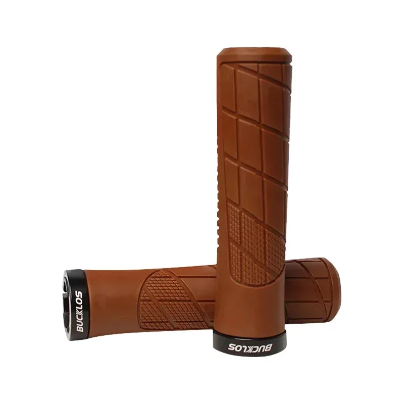 BUCKLOS Bicycle Handle Bar Grips Mountain Bike Single-sided Locking Handlebar Cover Ergonomic Bicycle Handlebar Grips: Coffee