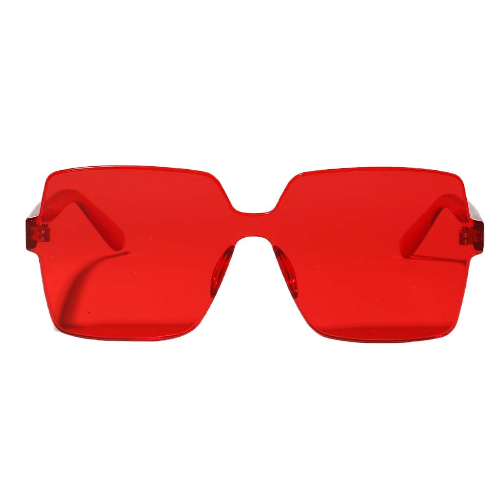 Vrouwen Randloze Vierkante Zonnebril Retro Eyewear Zonnebril Shades: Red