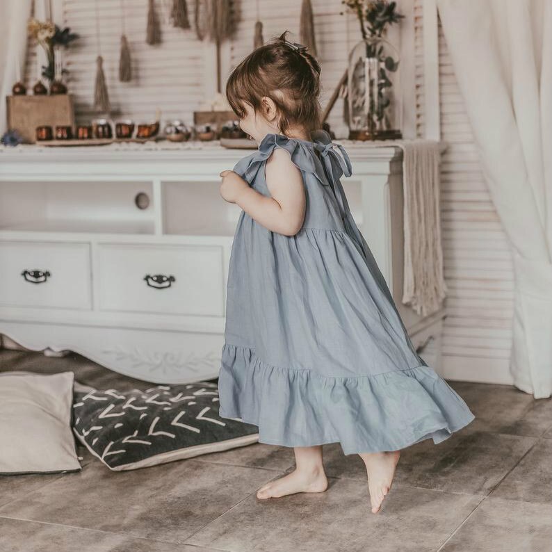 Robes d'été pour bébés filles, vêtements en coton, jupe sans manches, princesse, couleur unie