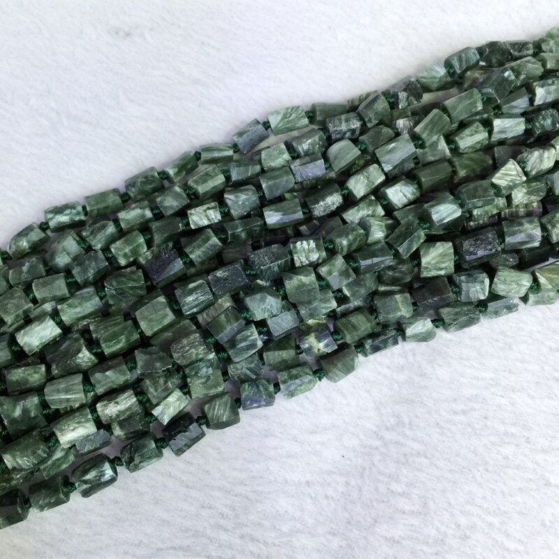 Natuurlijke Echte Groene Seraphinite Clinochlore Nugget Gratis Vorm Losse Ruwe Matte Kralen 6-9mm 15 "05377