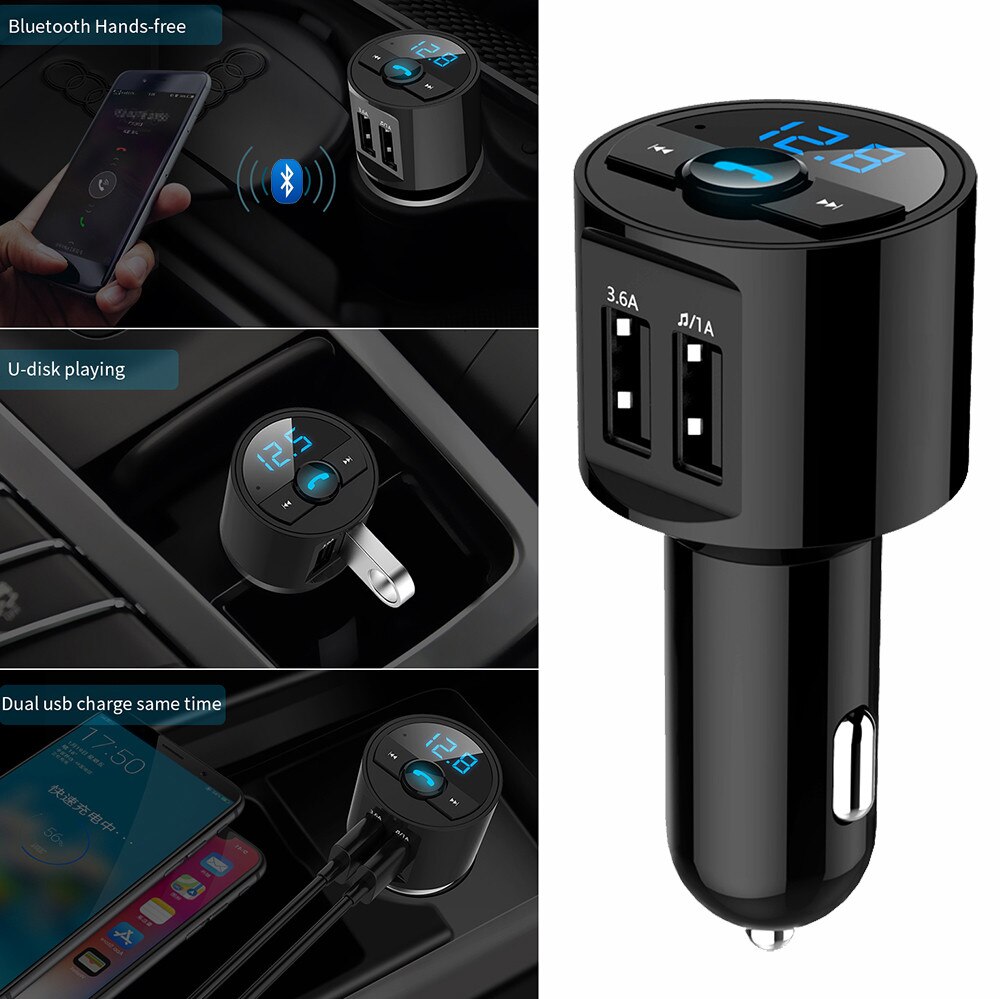 Bluetooth Draadloze Carkit MP3 Draadloze Fm-zender Dual Usb Lader Sigarettenaansteker Handsfree A2DP Muziekspeler DC12V-24V