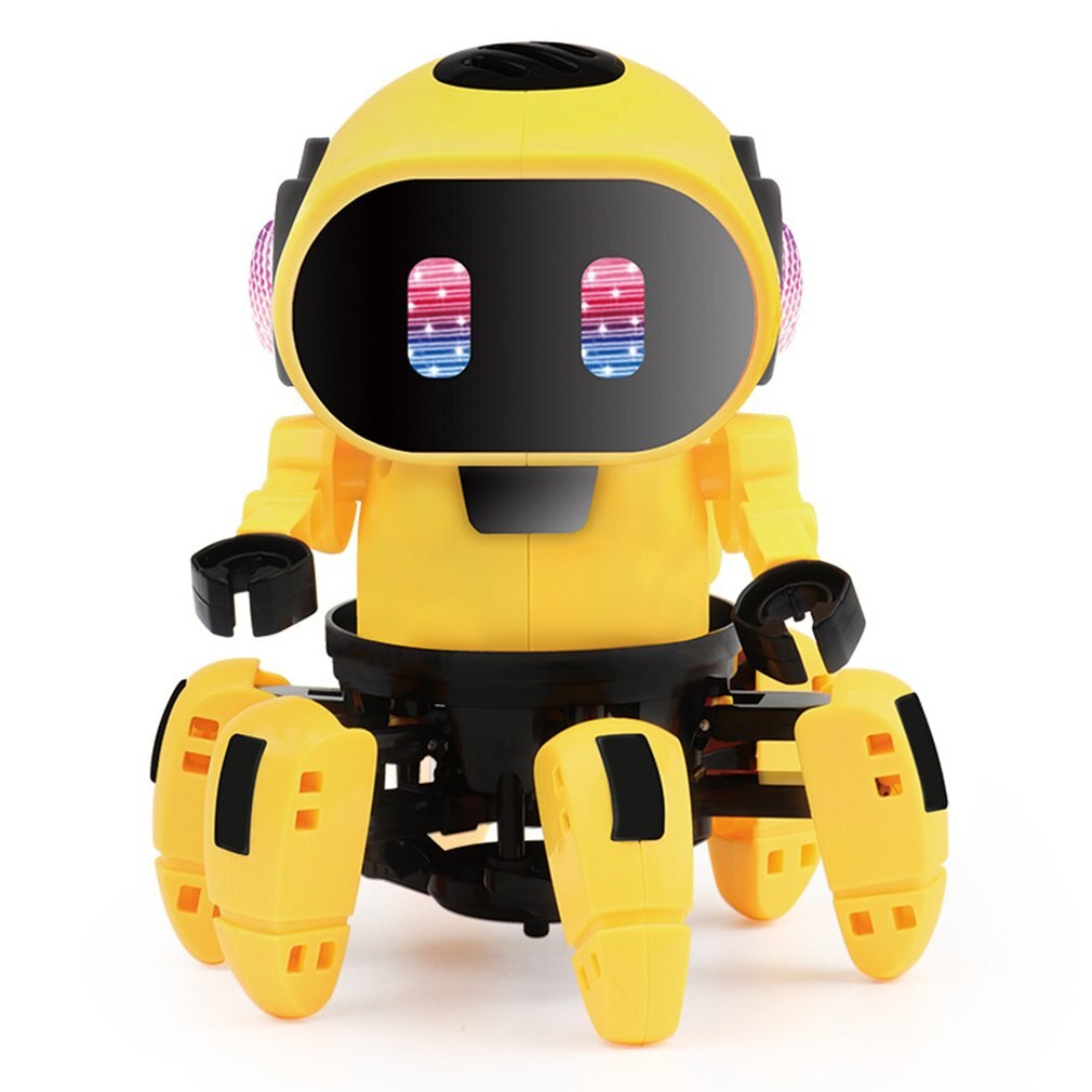 Electric Six-claw Robot Toy Arming Swing Dancing Fish Small Music Children Shaking Toys With Lights Toy: Yellow