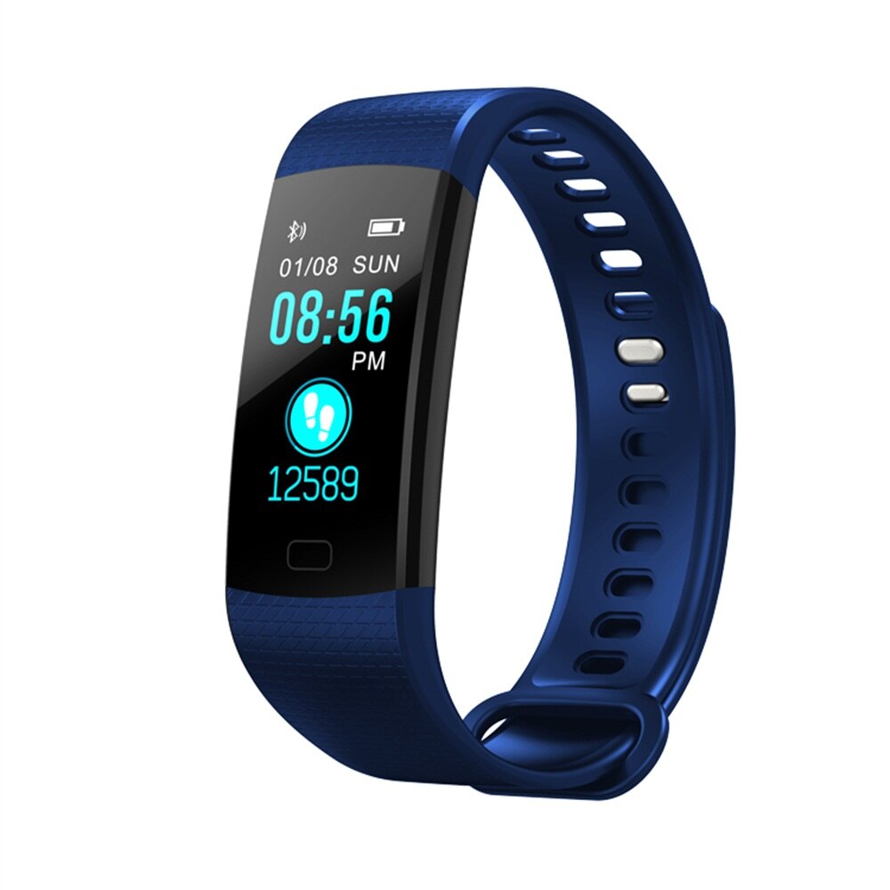 Y5 slimme polsbandjes, hartslagmeter, bloeddrukmeter, fitnesstracker, slimme armband, waterdichte smartwatch, stappenteller: Donkerblauw