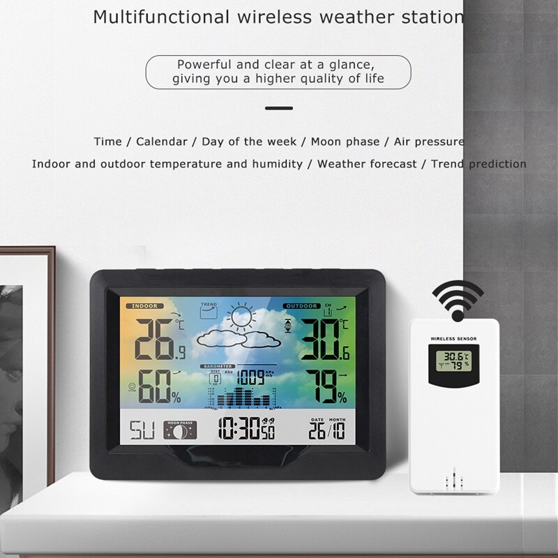 Table Clock Digital Alarm Watch Calendar Temperature Humidity Meter Wireless Sensor Wall Desk Electronic Clocks