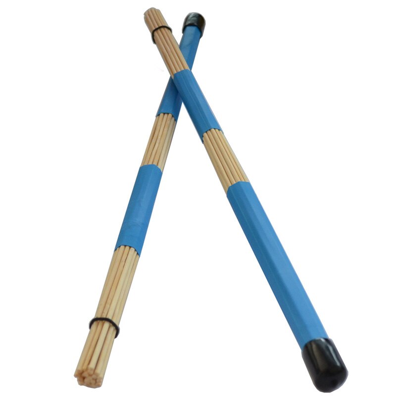 1 Paar Rubber Drum Brushes Sticks Bamboe Zwart Drum Accessoires Onderdelen Jazz Drum Brushes Drums Sticks: blue