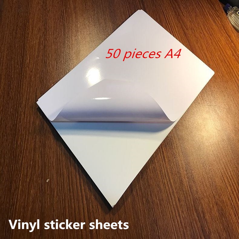 50 pièces A4 taille vinyle sitcker feuilles pour imprimante à jet d'encre