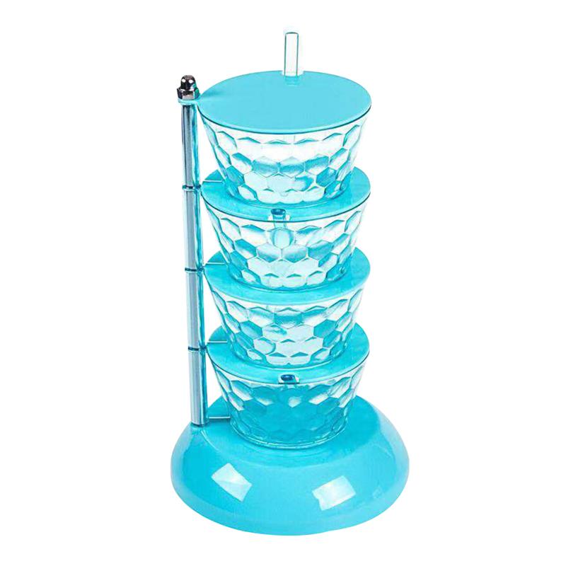 Multi-layer Spice Jar Practical Convenient Rotatable Spice Case Seasoning Box Storage Container for Restaurant Kitchen Home: Blue 4 Layers