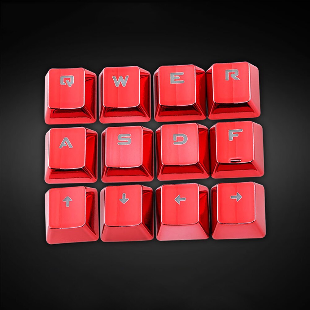 12Pcs/Set PET Electroplating Gaming Keyboard Key Caps Replacement Button Set Keyboards Computer Accessories Electroplating