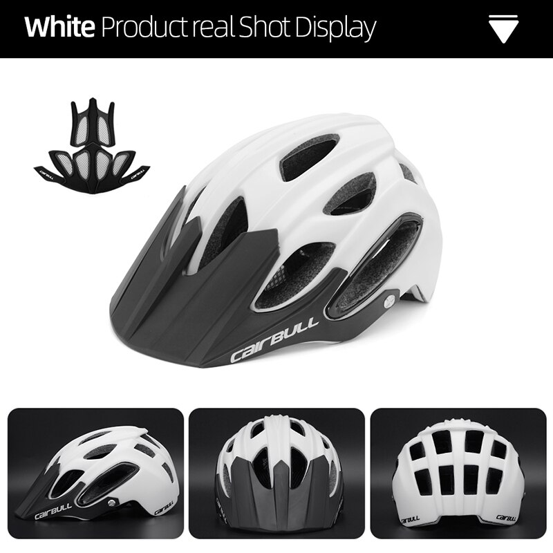 CAIRBULL – casque de vélo vtt ventilé avec visière solaire, filet anti-insectes, moulé intégralement, pour hommes et femmes adultes: White / L(58-62cm)