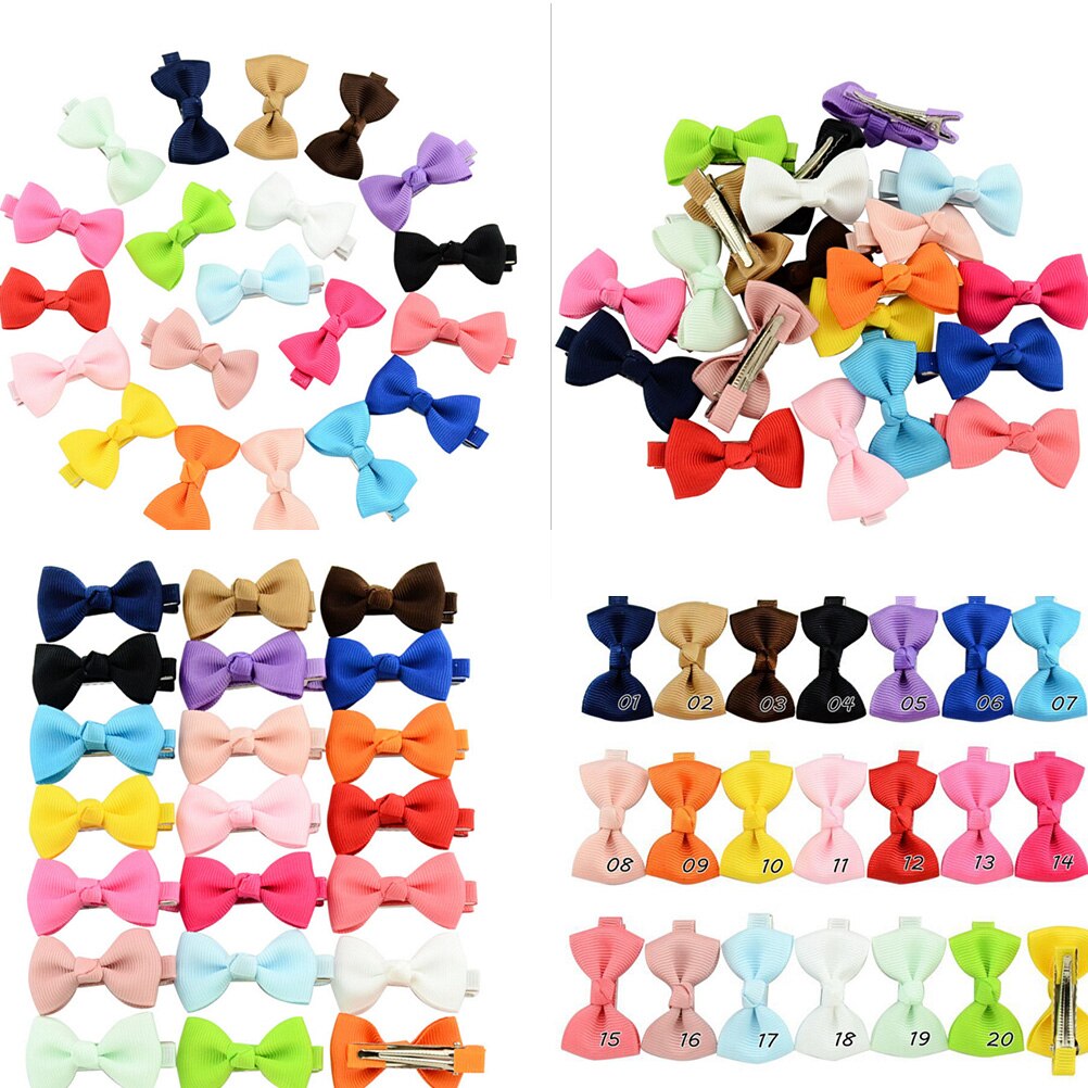 20 Stks/partij Gemengde Kleur Baby Boog Haar Clip Baby Haar Ornament Meisje Haar Clip Boog Kleine Haarspeld Haar Clips Voor meisje