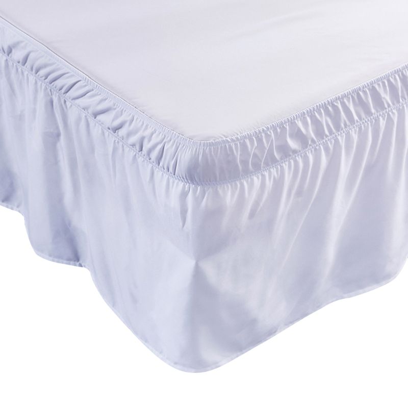 6 tailles côtés enveloppent autour élastique solide couleur lit jupe goutte poussière ébouriffé réglable luxueux literie décoration de la maison: WHITE / 120x200cm