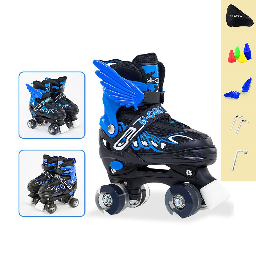 neue Kinder Einstellbare Skates Rollschuhe Jungen Mädchen kinder Rollschuhe Schuhe Flash 4-Räder Außen Sport skates: blue black wheel / l