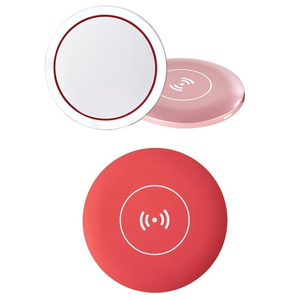 Smart led maquiagem espelho portátil vaidade pode ser escurecido led espelho com 3 níveis de iluminação de carregamento sem fio maquiagem espelho 360 ringlight