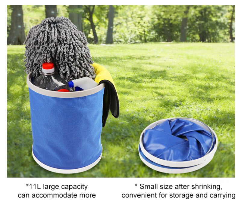 Cubo de lavado de coche plegable, herramientas de almacenamiento multiusos de gran capacidad portátil, 11l, para pesca al aire libre, viaje