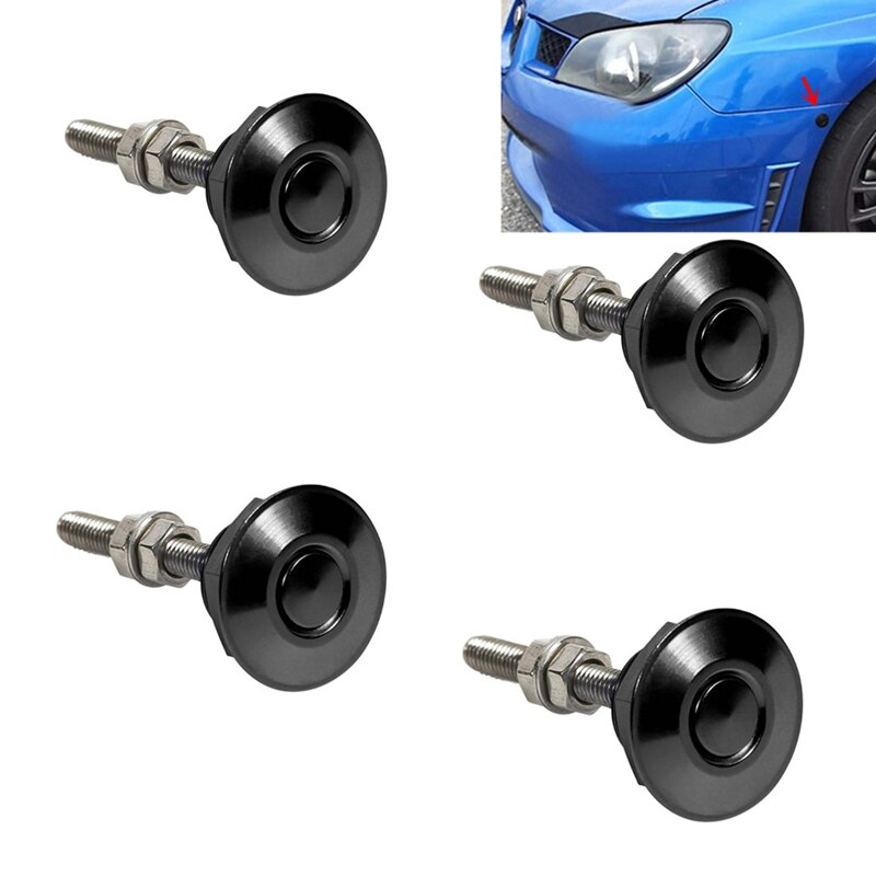 4X Push Button Quick Release Car Hood Bonnet Latch Pin Lock Bumper Clip Black: Default Title