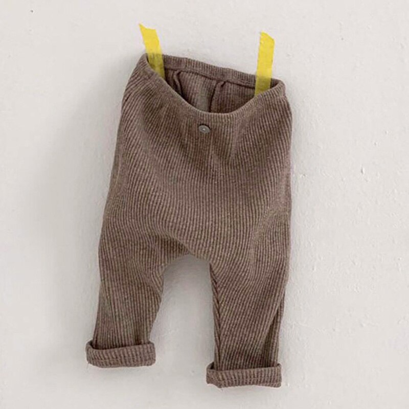 Casual Baby Broek Lente Herfst Baby Jongen Meisje Kleding Elastische Gestreepte Baby Peuter Dieptepunt Broek Effen Kleur Kinderen Broek: Brown / 73