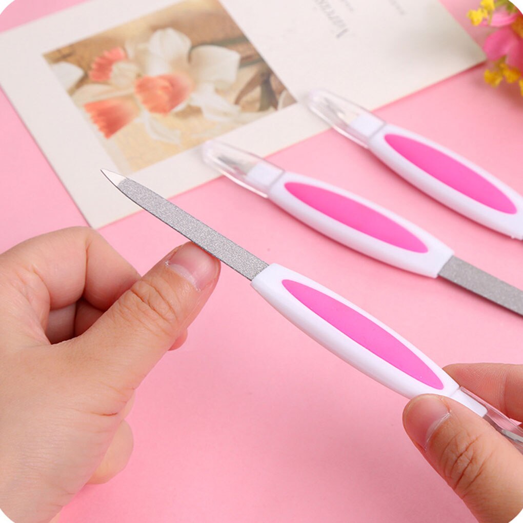 1Pc 2 In 1 Nagelvijl Dode Huid Vork Manicure Tool Rvs Multifunctionele Dubbele-Headed Nail File