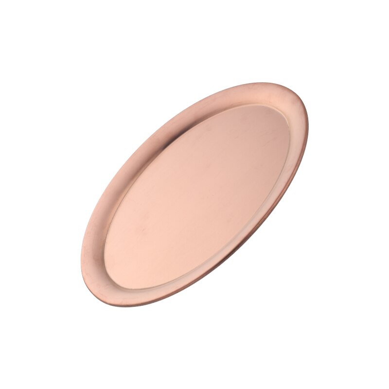 Golden Rvs Opslag Lade Metalen Ovale Diner Plaat Cake Display Keuken Huishoudelijke Fruit Salade Borden Westerse Steak Lade: rose gold / 1PC